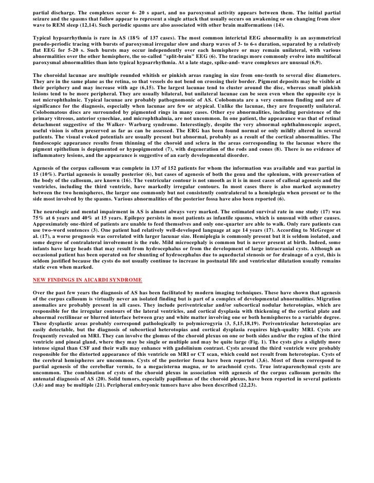 Реферат: Aicardi Syndrom Essay Research Paper Aicardi syndrome Реферат: Aicardi Syndrom Essay Research Paper Aicardi syndrome